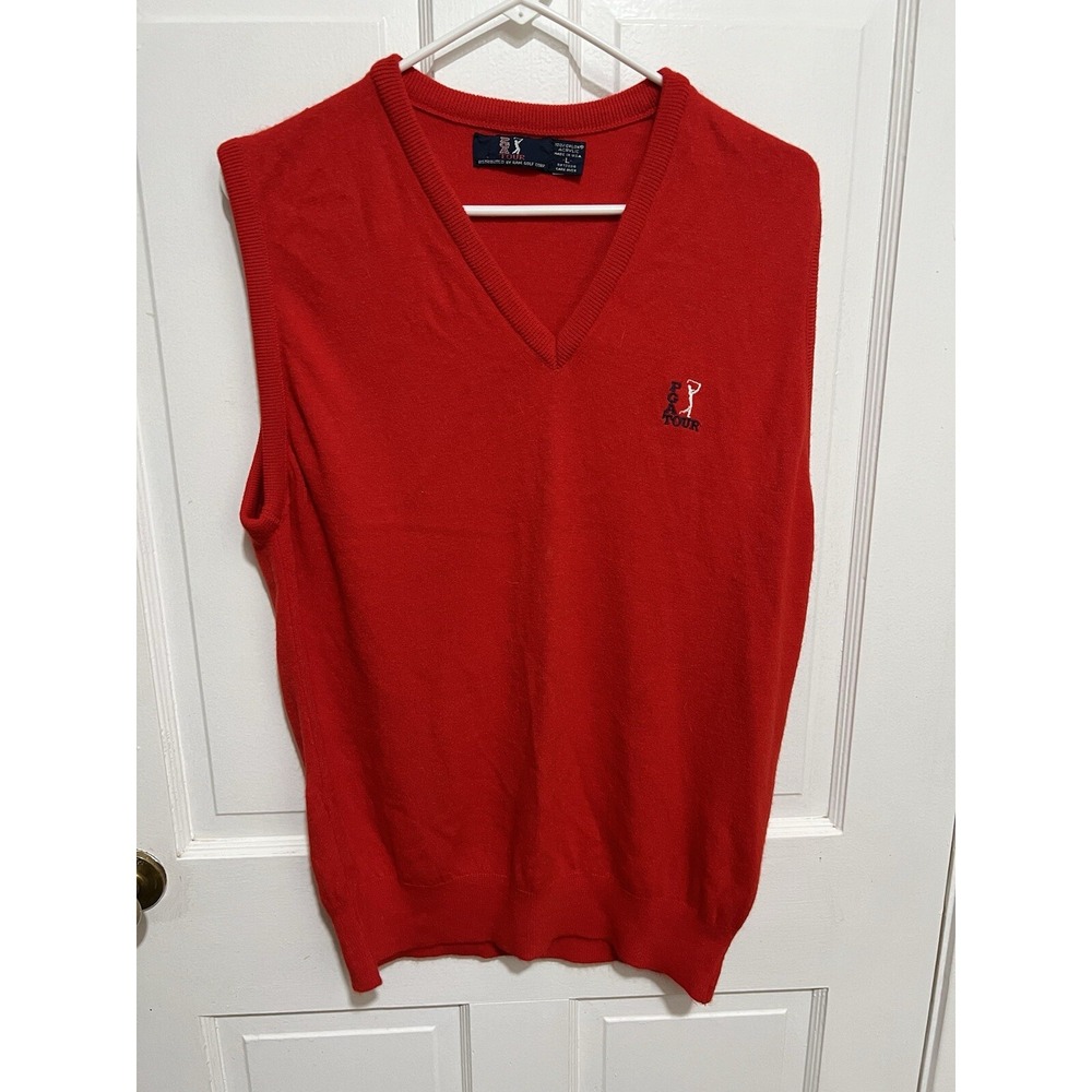 Men's PGA Red Golf Vest Size Large